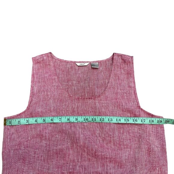 Edward Embroidered Red White Dark Pink Linen Sleeveless Tank Shirt Blouse Size M - Picture 5 of 11